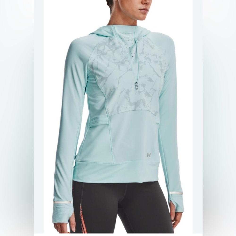 Under Armour Women’s Outrun The Cold 1/2 Zip Hoodie - Blue - Medium - Reflective
